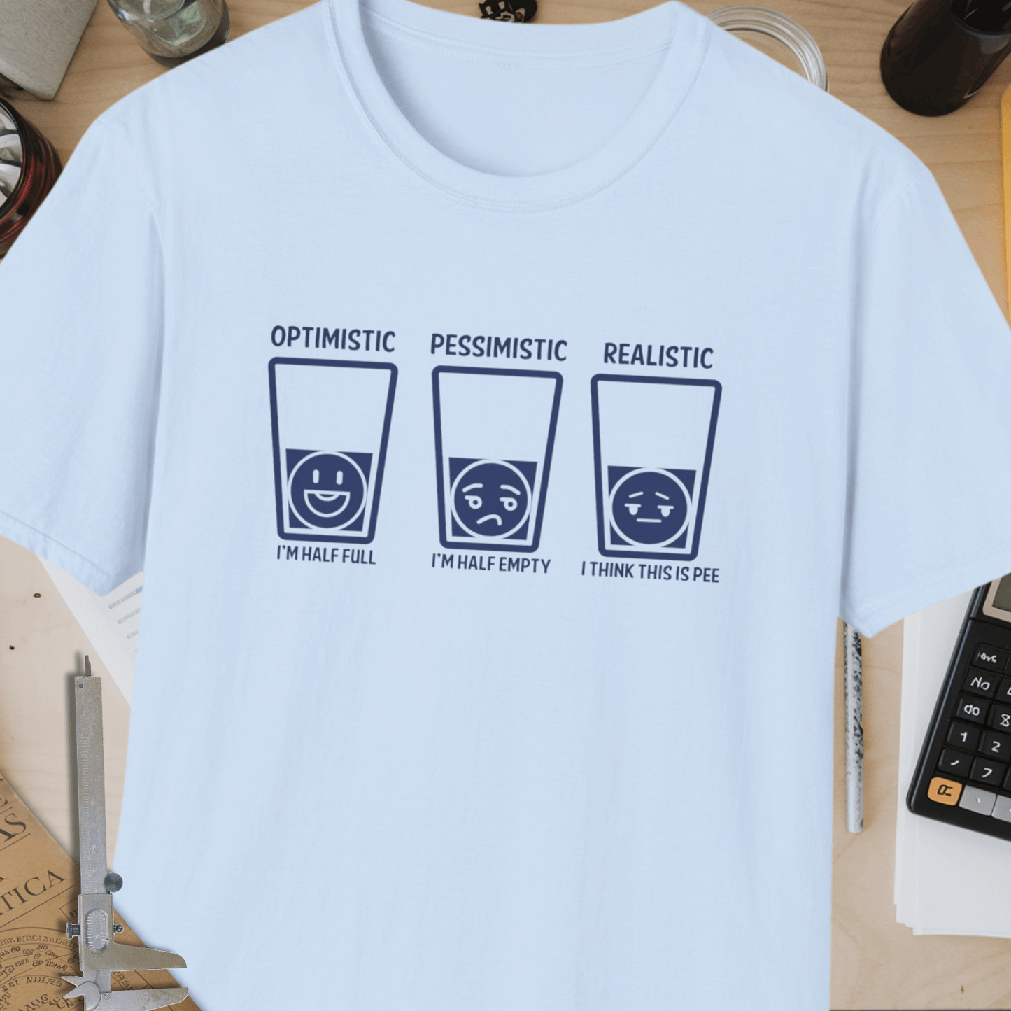 Optimistic vs Pessimistic vs Realistic Unisex Softstyle T-Shirt
