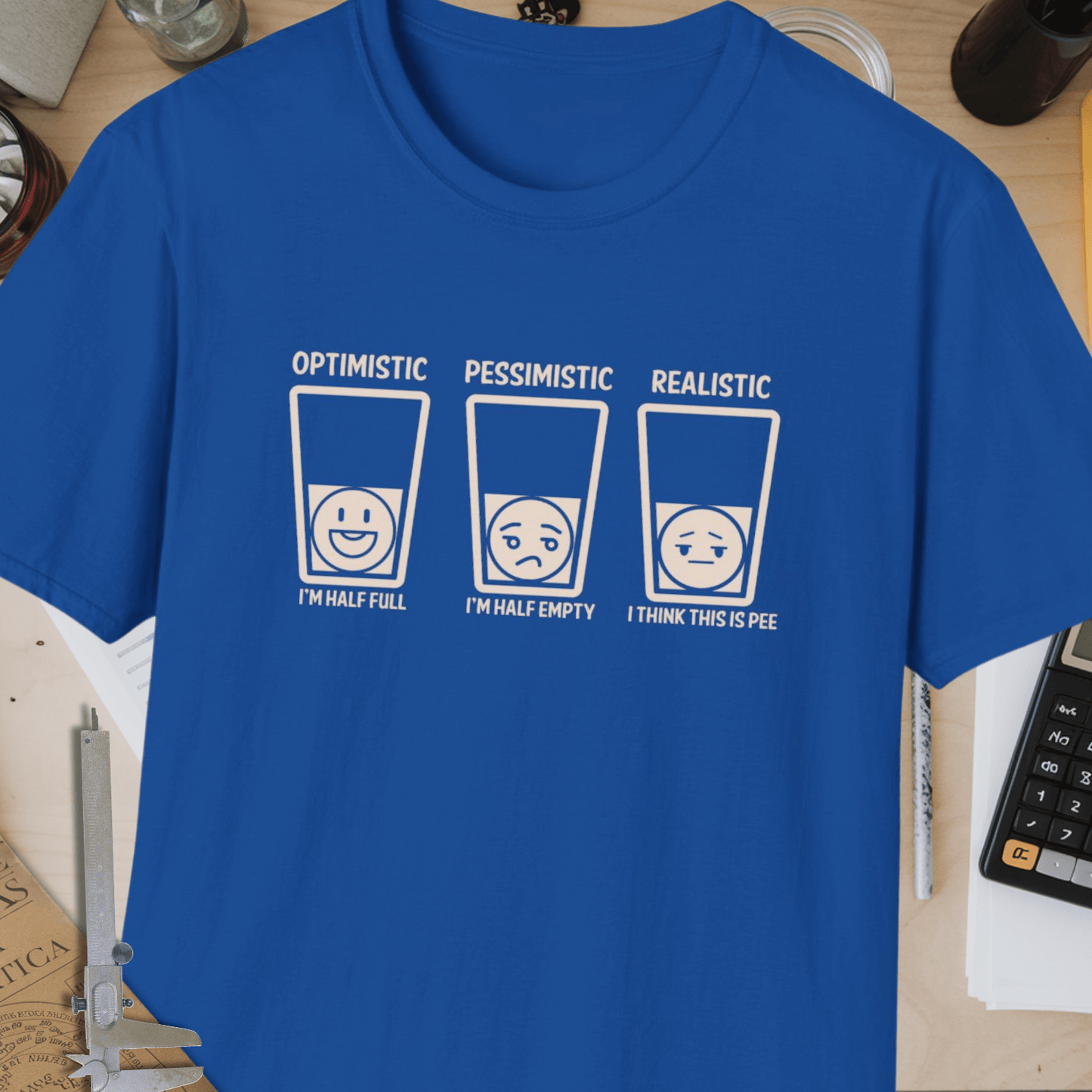 Optimistic vs Pessimistic vs Realistic Unisex Softstyle T-Shirt