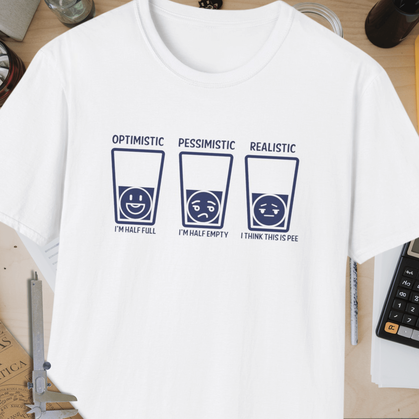 Optimistic vs Pessimistic vs Realistic Unisex Softstyle T-Shirt