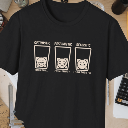 Optimistic vs Pessimistic vs Realistic Unisex Softstyle T-Shirt