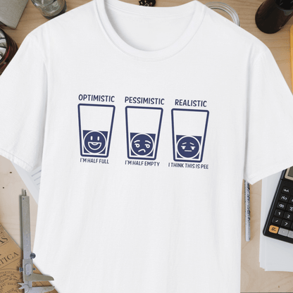 Optimistic vs Pessimistic vs Realistic Unisex Softstyle T-Shirt